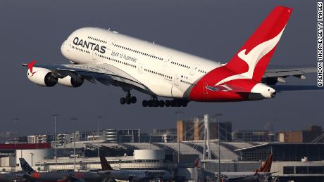 A Qantas A380 taking off at Sydney Airport in October last year.