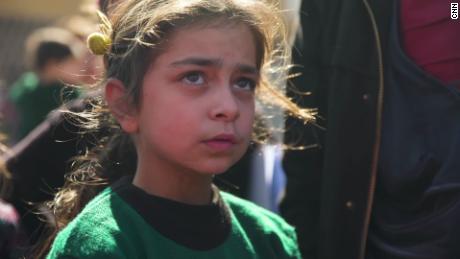 Dalaa, 8, at the school in Maarat Misreen.