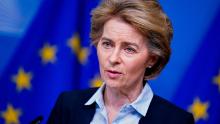 European Commission President Ursula von der Leyen speaks during a press statement at the Berlaymont building in Brussels on March 10, 2020. (Photo by Kenzo Tribouillard/AFP/Getty Images)