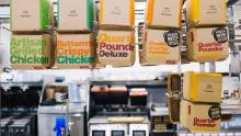 Cardboard sandwich containers in the McDonald&#39;s test restaurant at their global headquarters. (Taylor Glascock for CNN)