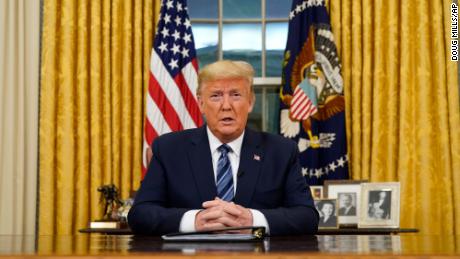 President Donald Trump speaks in an address to the nation from the Oval Office at the White House about the coronavirus Wednesday, March, 11, 2020, in Washington. (Doug Mills/The New York Times via AP, Pool)