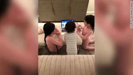 Instead of dressing up in costumes and going to synagogue for Purim, the Kamali chidren gathered around a laptop to watch a livestreamed Megillah reading in their pajamas. 