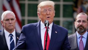 President Donald Trump speaks during a news conference about the coronavirus in the Rose Garden of the White House, Friday, March 13, 2020, in Washington. (AP Photo/Evan Vucci)