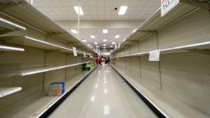 ARLINGTON, VIRGINIA - MARCH 13: Shelves normally stocked with hand wipes, hand sanitizer and toilet paper sit empty at a Target store  as people stockpile supplies due to the outbreak of the coronavirus (COVID-19) March 13, 2020 in Arlington, Virginia. The U.S. government is racing to make more coronavirus test kits available as schools close around the country, sporting events are canceled, and businesses encourage workers to telecommute where possible. (Photo by Win McNamee/Getty Images)