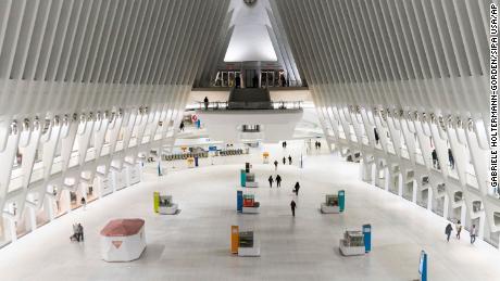 Oculus, a major transportation hub in New York City, is almost deserted Saturday amid the coronavirus outbreak.