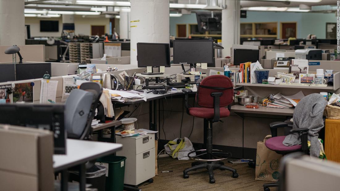 The Seattle Times&#39; newsroom is empty on March 12. Employees have been working remotely.