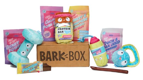 استخدام BarkBoxهي مليئة بالألعاب والوجبات الخفيفة المثيرة لإبقاء كلبك مشغولاً.
