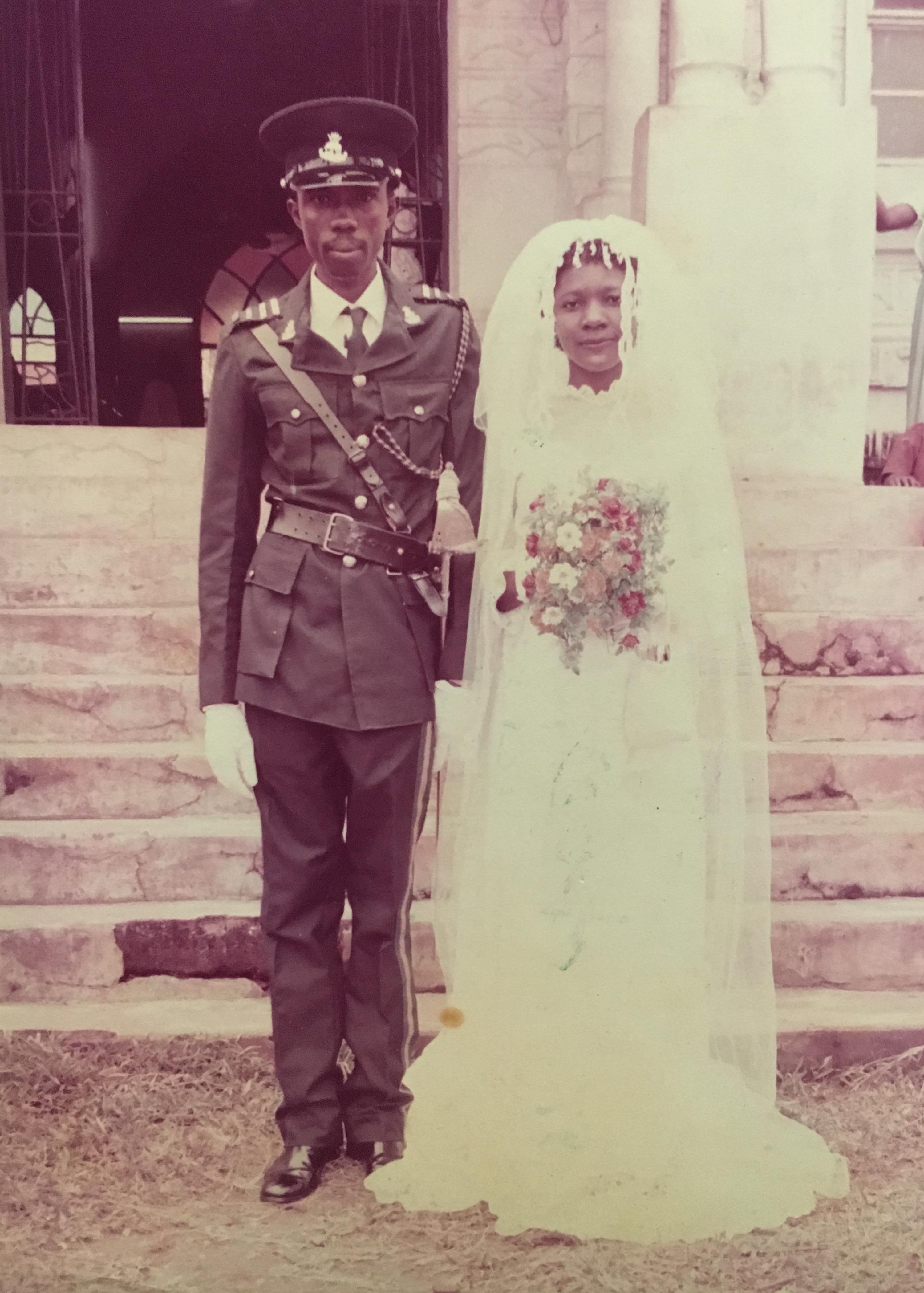  Nwakesi and her husband Obiora during their wedding in 1984