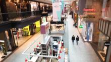 A deserted shopping mall in the city centre of Stockholm is pictured on March 17, 2020, as many activities came to a halt or slowed down due to the spread of the novel coronavirus. (Photo by Fredrik SANDBERG / TT News Agency / AFP) / Sweden OUT (Photo by FREDRIK SANDBERG/TT News Agency/AFP via Getty Images)