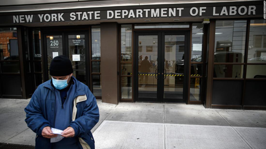 Visitors to the Department of Labor are turned away at the door by personnel due to closures over coronavirus concerns.
