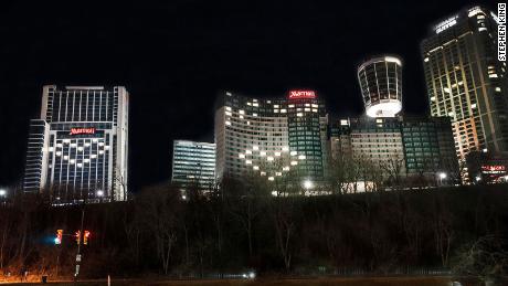 Hotels in Niagara falls lighting up in honor of communities fighting the coronavirus.