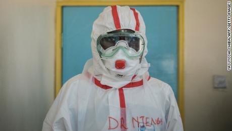 A doctor gets ready at the Infectious Disease Unit of Kenyatta National Hospital in Nairobi, Kenya, on March 15, 2020.