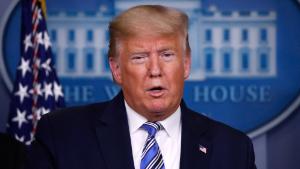 President Donald Trump speaks about the coronavirus in the James Brady Briefing Room, Monday, March 23, 2020, in Washington. (AP Photo/Alex Brandon)