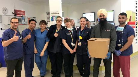 Volunteers from Khalsa Aid dropped off supplies at Northwick Park Hospital, in west London, England.