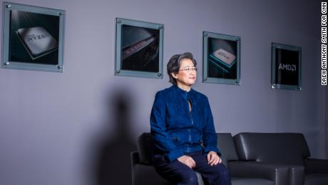 When Su became CEO of chip maker AMD, its stock was near an all-time low. Since then, it has gained more than 1,300% due to her turnaround strategy. (Drew Anthony Smith for CNN)