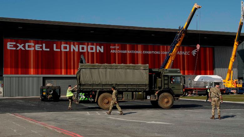 London's Excel Centre is being turned into a temporary hospital. 