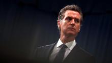 California Gov. Gavin Newsom looks on during a news conference with California attorney General Xavier Becerra at the California State Capitol on August 16, 2019 in Sacramento, California. 