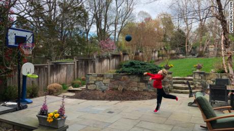 Bash&#39;s son has been practicing his basketball skills while cooped up at home.