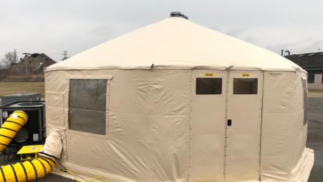 Patients who might have coronavirus are triaged and evaluated by medical professionals in these tents.