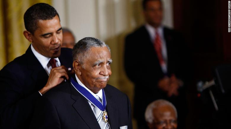 President Barack Obama presents the Medal of Freedom to the Rev. Joseph E. Lowery in 2009. 
