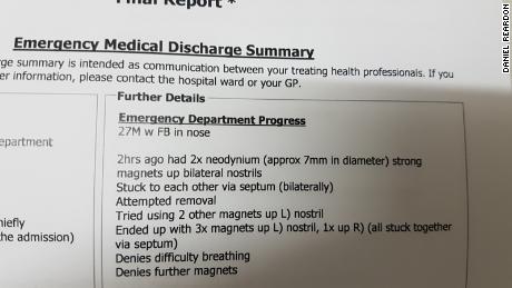 Medical staff wrote a lengthy description of Reardon&#39;s predicament.