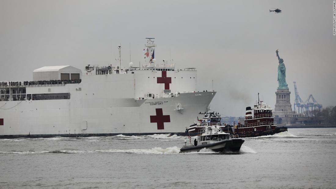 The USNS Comfort, a Navy hospital ship, reaches New York City on March 30, 2020. Another hospital ship was in Los Angeles to&lt;a href=&quot;https://www.cnn.com/2020/03/27/us/california-hospital-ship-trnd/index.html&quot; target=&quot;_blank&quot;&gt; take some of the pressure off medical facilities&lt;/a&gt; that were strained because of the pandemic.