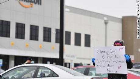 Workers at Amazon&#39;s Staten Island warehouse strike in demand that the facility be shut down and cleaned after one staffer tested positive for the coronavirus.  