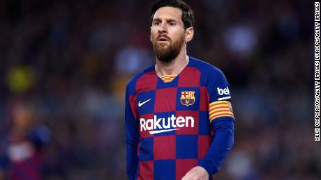 Lionel Messi of FC Barcelona looks on during the Liga match between FC Barcelona and Real Sociedad at Camp Nou on March 07, 2020 in Barcelona, Spain.