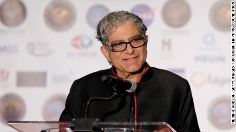 LOS ANGELES, CALIFORNIA - MARCH 16: Founder of The Chopra Foundation Deepak Chopra receives the Humanitarian Award at the 16th annual &#39;Gathering for Cure&#39; black tie awards gala of Brain Mapping Foundation on March 16, 2019 in Los Angeles, California. (Photo by Tibrina Hobson/Getty Images for Brain Mapping Foundation)