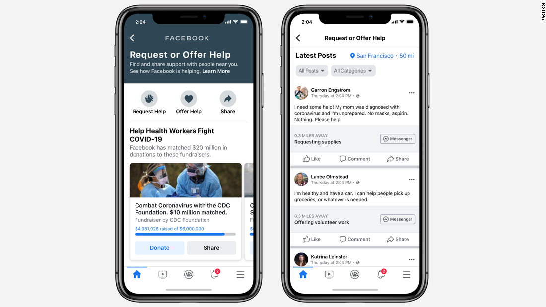 Facebook Feature Connects Neighbors With Those In Need During Coronavirus Pandemic Cnn
