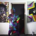 Artist Lemi Ghariokwu, known for the cover images he created for the recordings of Nigerian musician Fela Kuti, in his studio.