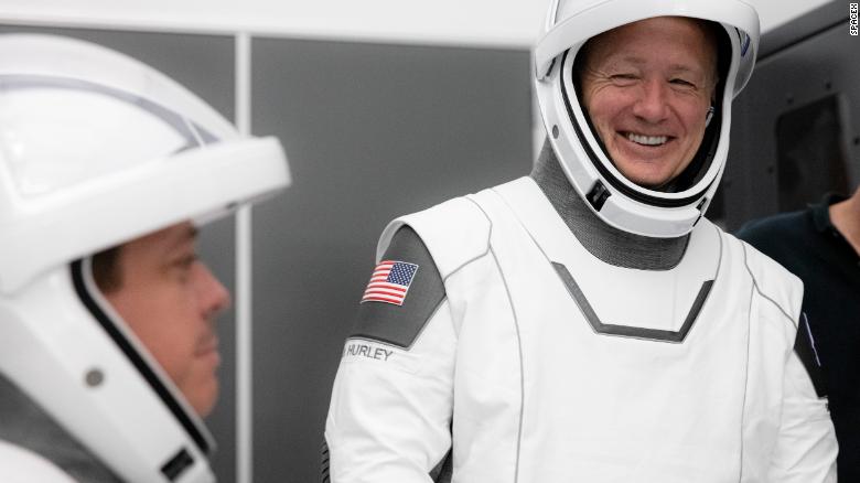 In March, SpaceX and NASA teams executed a full simulation of launch and docking of the Crew Dragon spacecraft, with NASA astronauts Bob Behnken (left) and Doug Hurley.