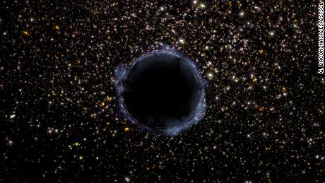 This is an artist&#39;s impression of a black hole found in a star cluster.