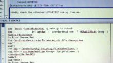 A screenshot showing a copy of the ILOVEYOU virus email which spread around the world in May 2000.