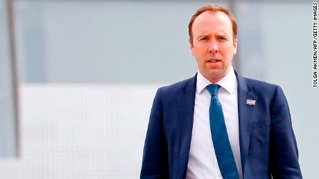 Britain&#39;s Health Secretary Matt Hancock is seen at the opening of the NHS Nightingale field hospital in London on Friday.