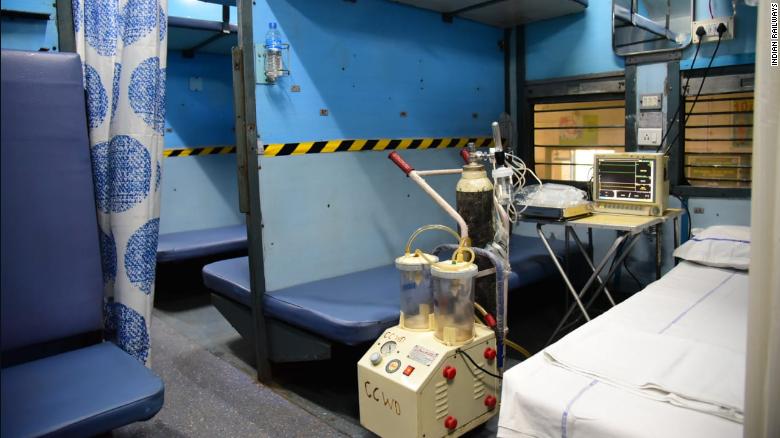 This handout photograph from Indian Railways show how old trains will be used as Covid-19 isolation ward.