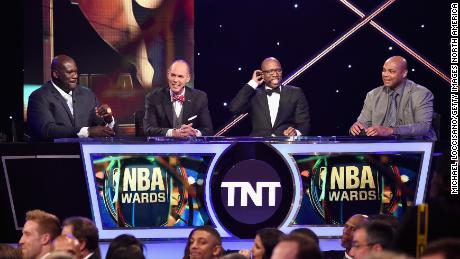 Johnson is joined by Shaquille O&#39;Neal, Kenny Smith and Charles Barkley.