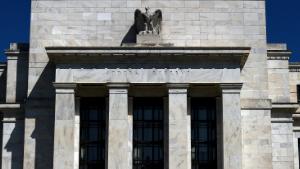 The Federal Reserve building is seen on April 2, 2020 in Washington, DC. (Photo by Olivier Douliery/AFP/Getty Images)