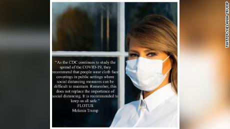 Melania Trump encourages face mask use with photo of herself ...