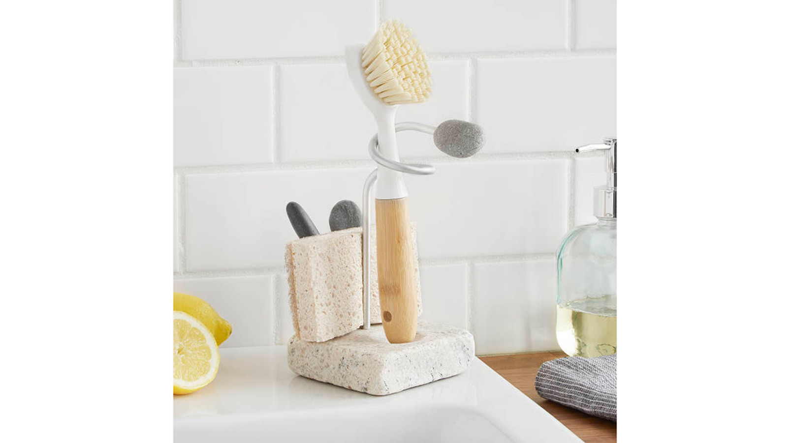 dish soap and brush holder