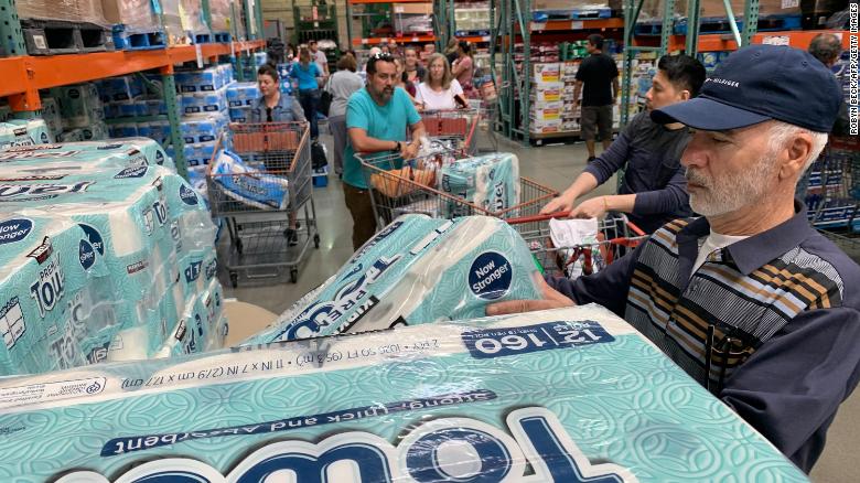 In early March, customers lined up to buy toilet paper on fears that coronavirus would spread and force people to stay indoors. (Robyn Beck/AFP/Getty Images)