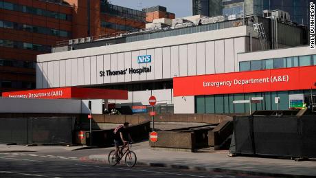 Workers have been erecting a fence in recent days to block the view of the ambulance entrance at St Thomas&#39; Hospital in London, where British Prime Minister Boris Johnson is being treated for coronavirus.