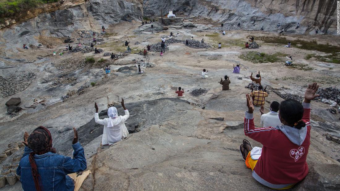 Pedro Opeka, founder of the &lt;a href=&quot;http://www.amicipadrepedro.org/en/akamasoa/&quot; target=&quot;_blank&quot;&gt;Akamasoa Association,&lt;/a&gt; conducts the traditional Easter Mass in a granite quarry while maintaining social distancing in Antananarivo, Madagascar.