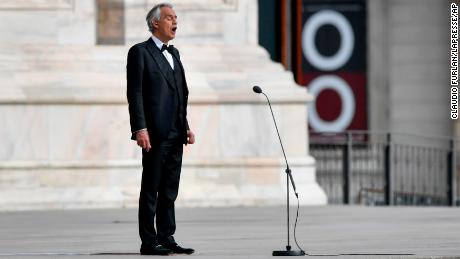 Andrea Bocelli gives moving Easter concert in an empty Milan cathedral