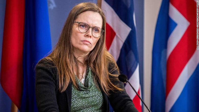 Iceland&#39;s Prime Minister Katrin Jakobsdottir at a joint press conference with her counterparts from Lichtenstein and Norway on February 3, 2020 in Oslo. 