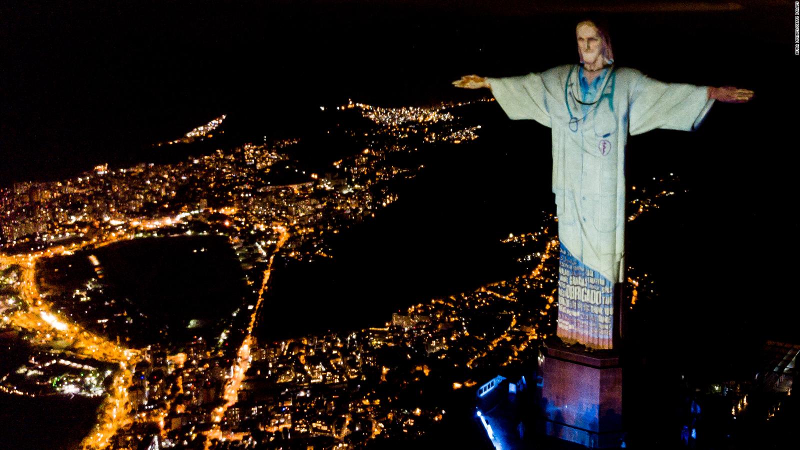 See Rio's Christ the Redeemer statue lit up as a doctor - CNN Video