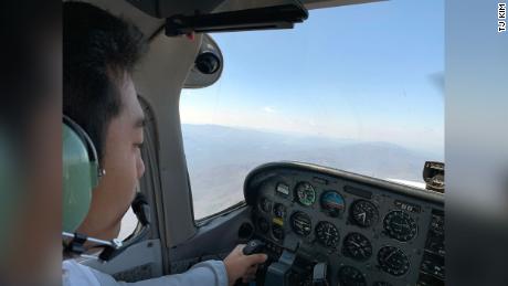 A view from the cockpit as TJ Kim flies medical supplies from a Maryland airfield to a critical hospital in Virginia.  