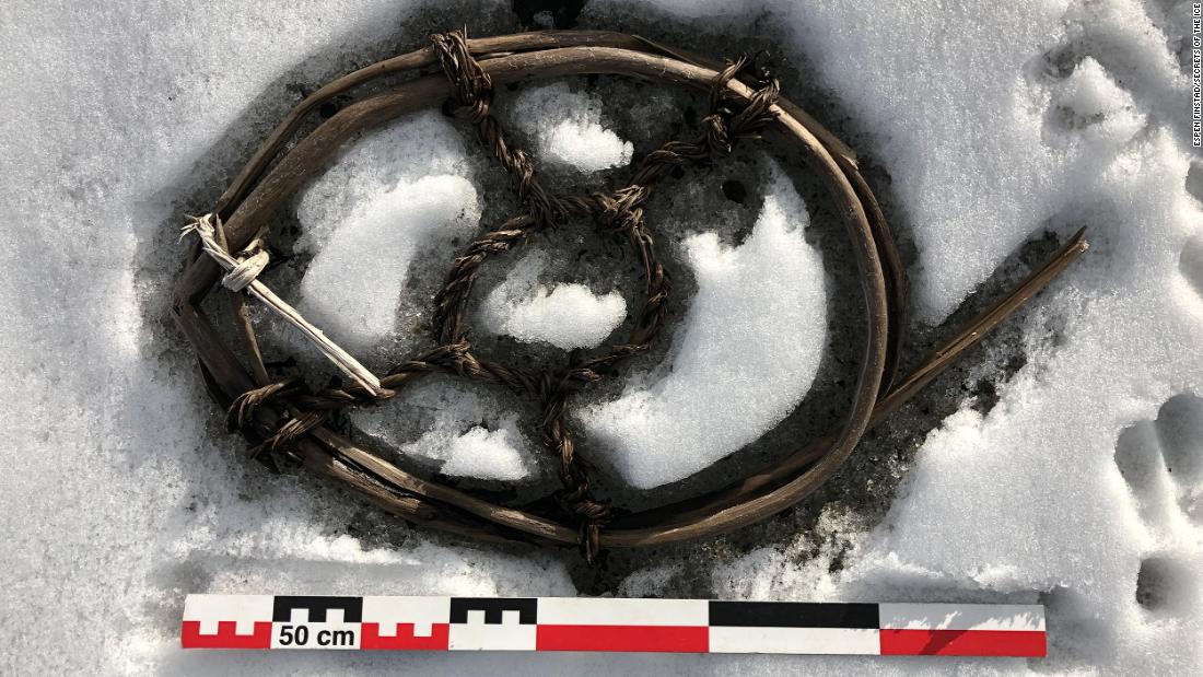 Although it was just found in 2019 and hasn&#39;t been dated yet, researchers were intrigued by this horse snowshoe found at the site.