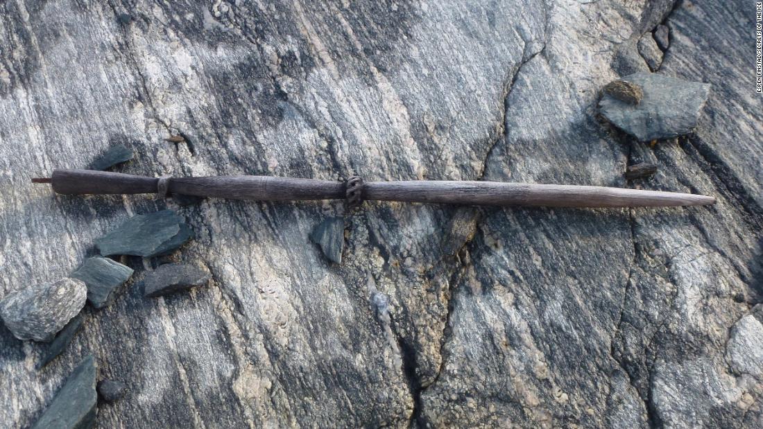 This wooden distaff made from birch was used to help spin wool by hand and it was radiocarbon-dated to 800 AD. 