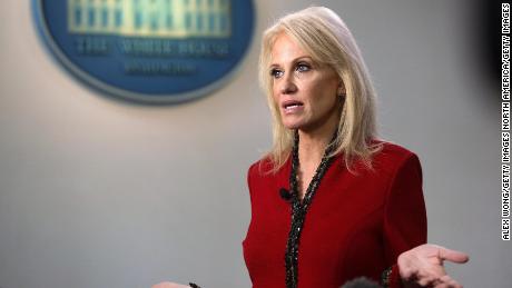 WASHINGTON, DC - JANUARY 10:   White House Senior Counselor Kellyanne Conway speaks to members of the media at the James Brady Press Briefing Room of the White House January 10, 2020 in Washington, DC.   (Photo by Alex Wong/Getty Images)